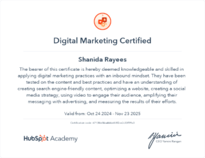 Digital Marketing certificate